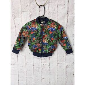 Kenzo Kids Navy Blue Tiger Jungle Print Fleece Lined‎ Jacket 98cm Size 3A